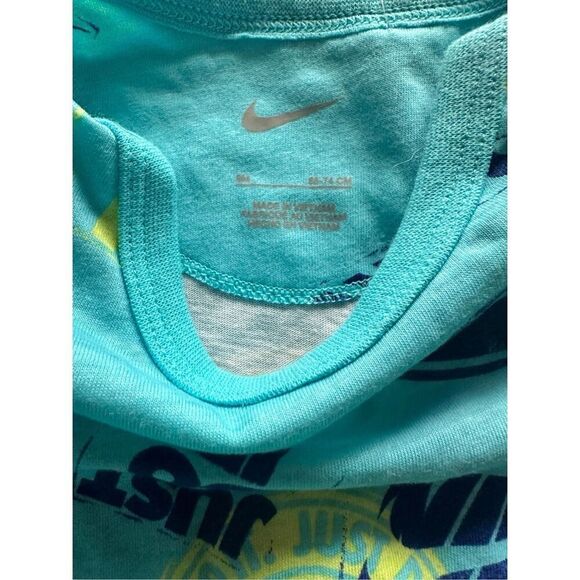 Nike baby boys BODYSUIT Sz 9 months short sleeve NEW Blue logo - Picture 2 of 4